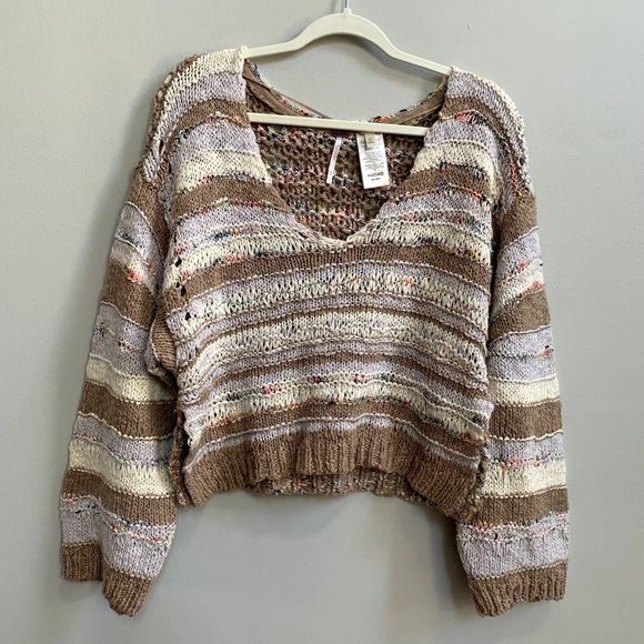 Free People Sweaters - Free People Multi Color Lake Life Open Knit Pullover Sweater Size Small Boho